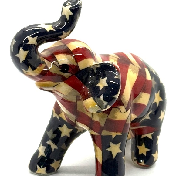 Vintage LaVie Elephant Figurine Stars And Stripes Pattern Republican Mascot - Picture 1 of 5